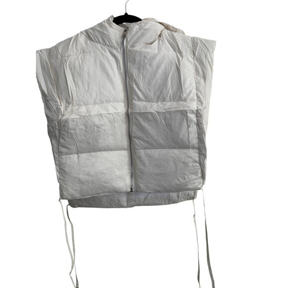 NWT Women's White Puffer Vest Jacket with Hoodie Open Side Tie Y2k 2XL - Picture 1 of 10